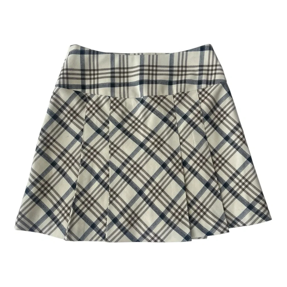 The Limited Black and White Cream Mini A-Line Pleated Skirt Size 2